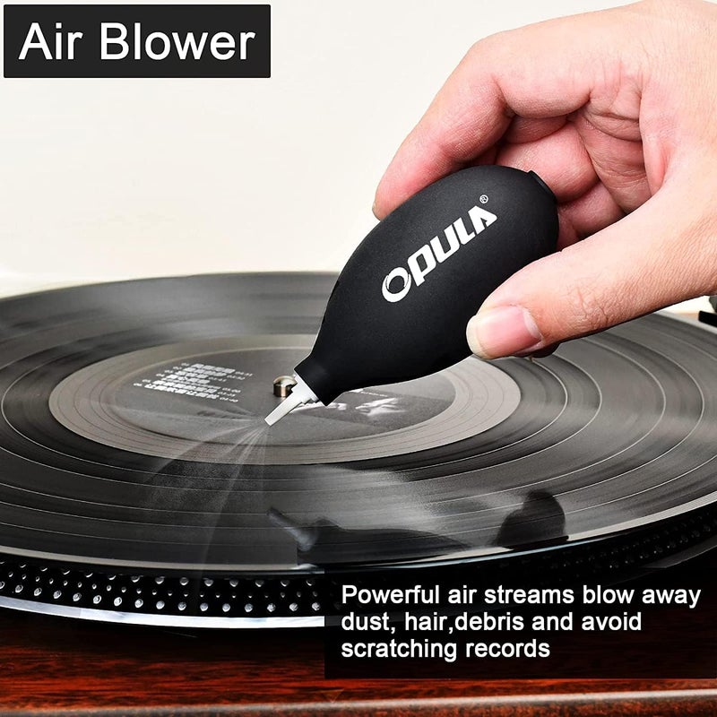 Opula 7-in-1 Vinyl Record Cleaning Kit Complete - Vinyl Record Cleaner Solution - Velvet Brush - Microfiber Brush - Stylus Brush - Label Protector - Air Blower - Brush for Velvet, Restore LPs Album - Image 5